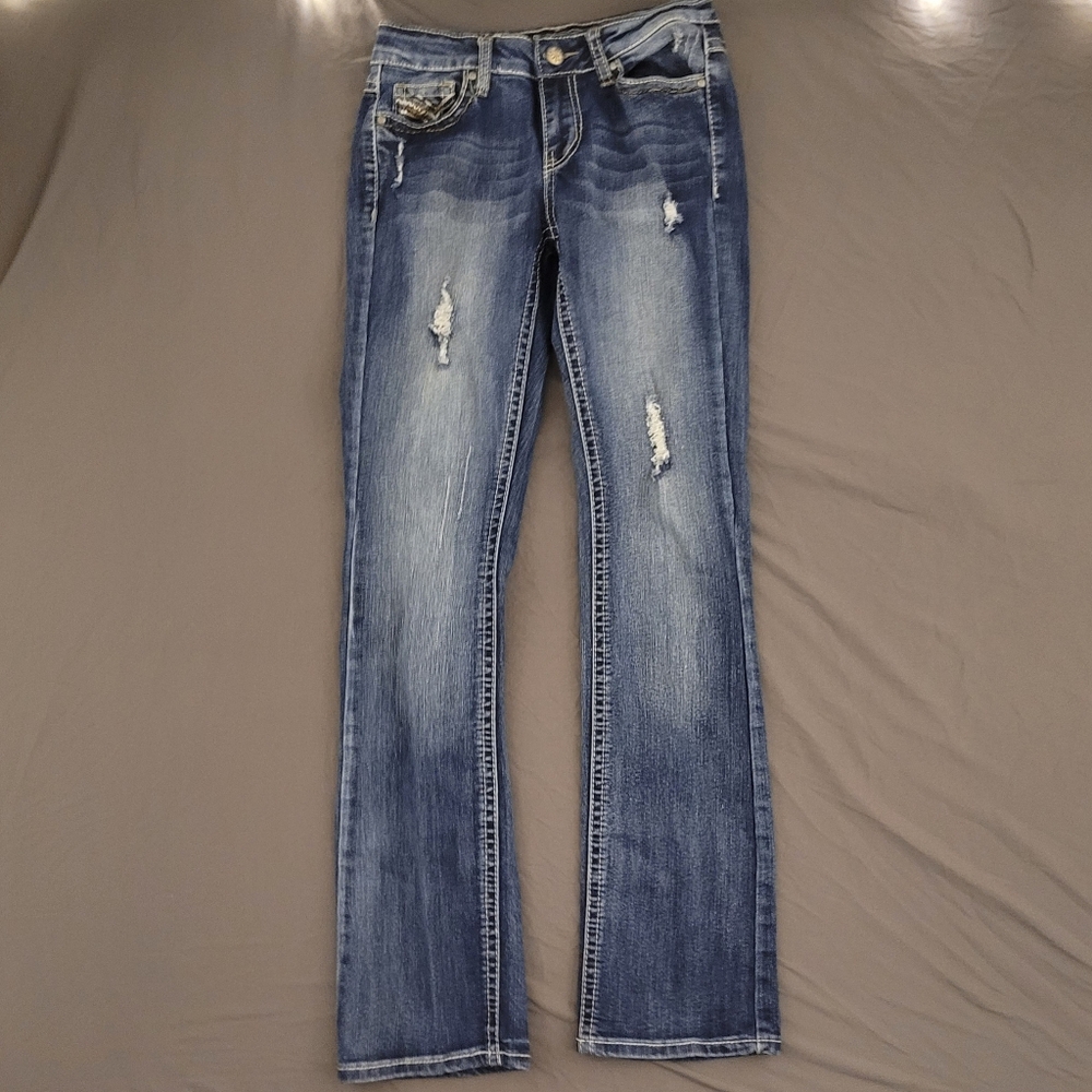 CATO Premium | Denim Boot Cut Jeans With Embroidered Pocket Detail 4